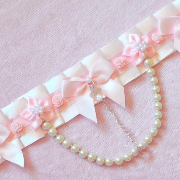 Sakura Pearl Bow Collar Choker lolita necklace